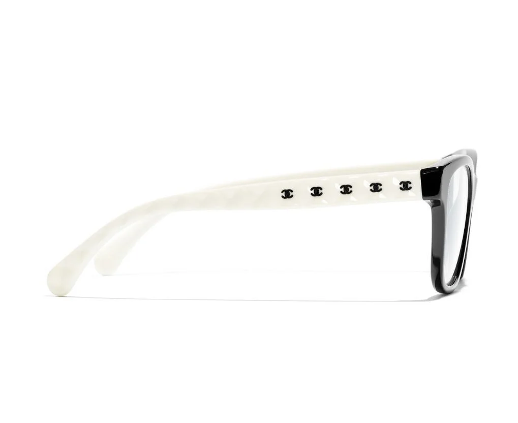 Chanel CH3443 1656 Black and White CHANEL LOGO Eyeglasses 53/16/140MM B39MM NEW 3