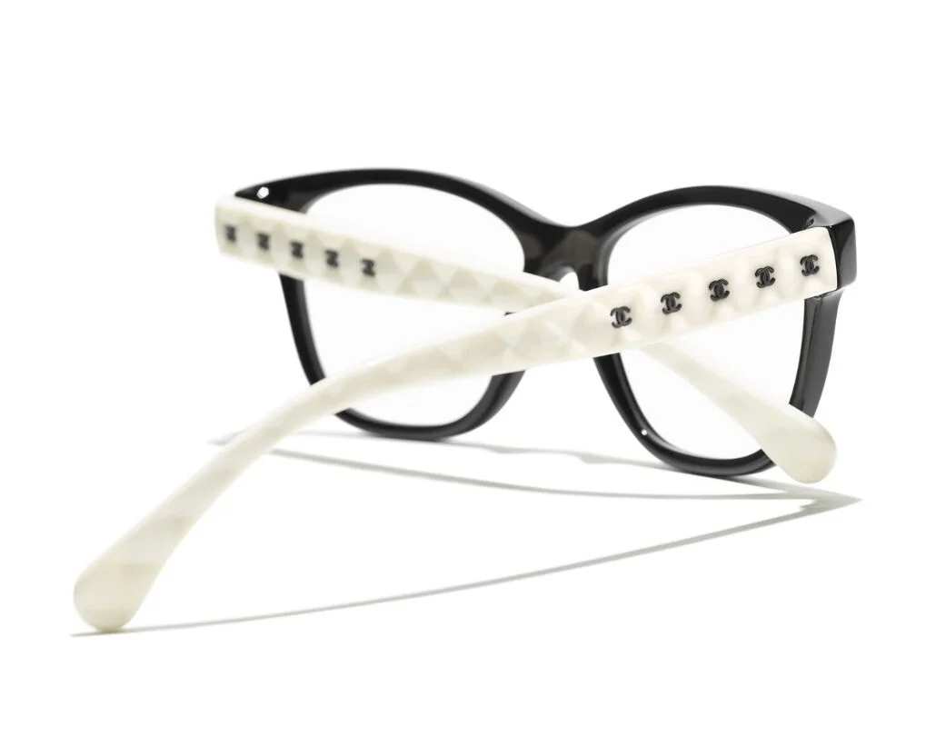 Chanel CH3443 1656 Black and White CHANEL LOGO Eyeglasses 53/16/140MM B39MM NEW 4