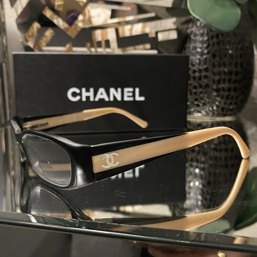 Chanel Eyeglasses 3119 Black Ivory Pearl Frames VERY RARE! Some Damage