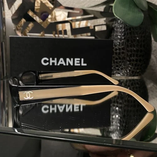 Chanel Eyeglasses 3119 Black Ivory Pearl Frames VERY RARE! Some Damage 3