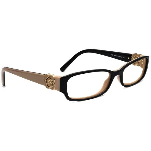 Chanel Eyeglasses 3131 c.1013 Black/Nude Brown Rectangular Frame Italy 51-16 130