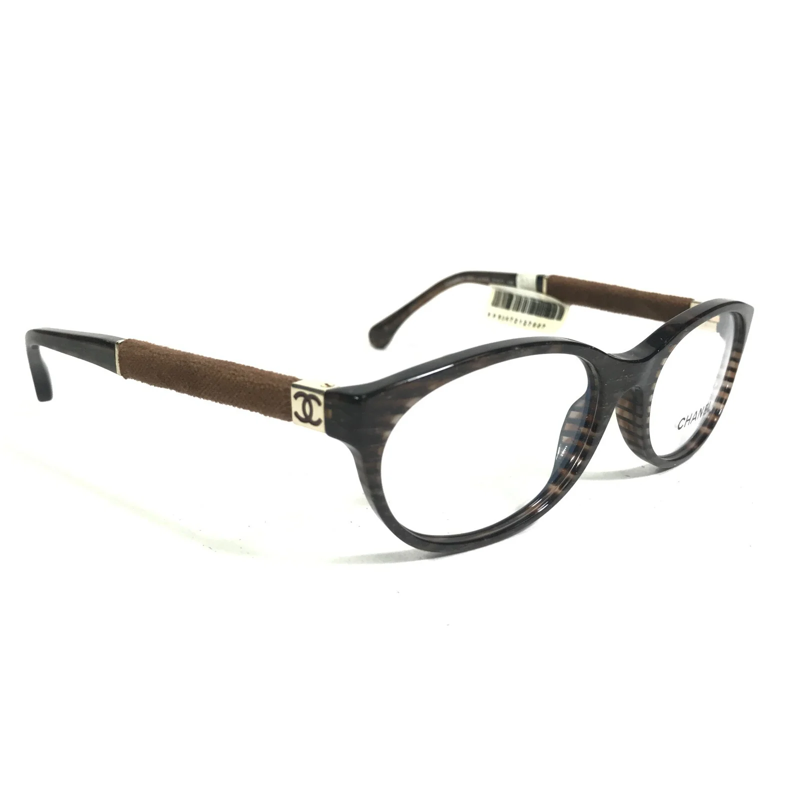 Chanel Eyeglasses Frames 3261 c.1442 Brown Gold Glitter Sparkly Round 51-17-135 3