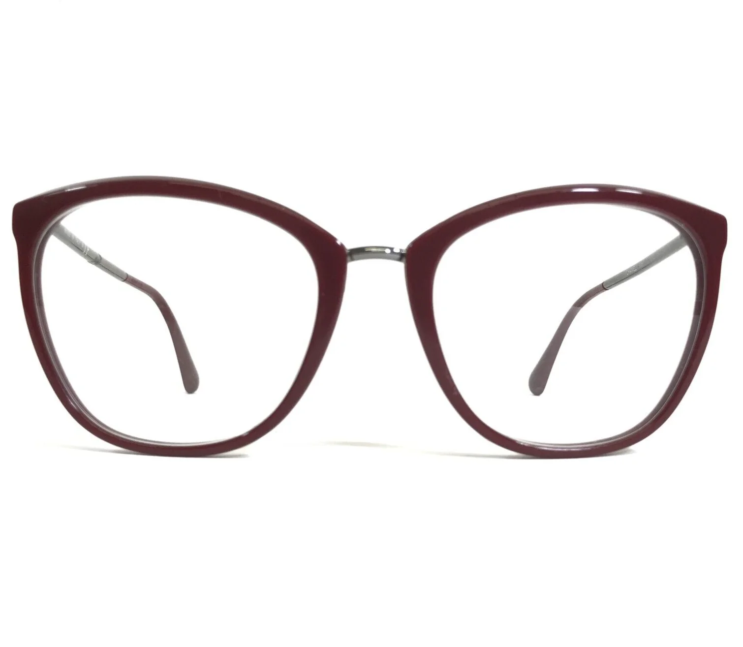 Chanel Eyeglasses Frames 3381 c.1612 Burgundy Red Silver Cat Eye Round 54-19-140 1