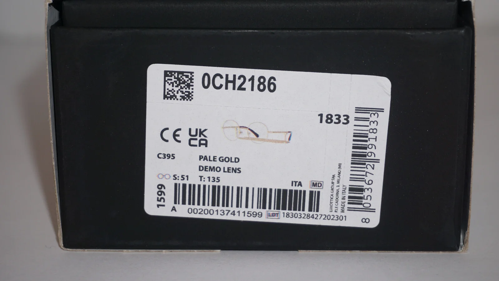 CHANEL Eyeglasses New Pale Gold Round w/ Chain Demo Len CH2186 C395 47 21 135 2