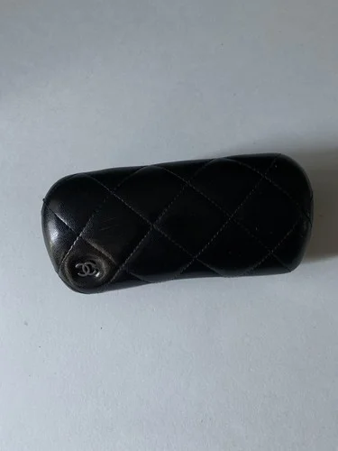 CHANEL Large Black Hard Eyeglasses Sunglasses Quilted Case