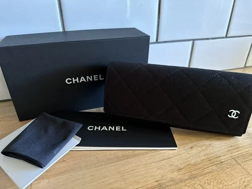 Chanel Sunglasses Eyeglasses Black Set Quilted Case Cloth Box booklet