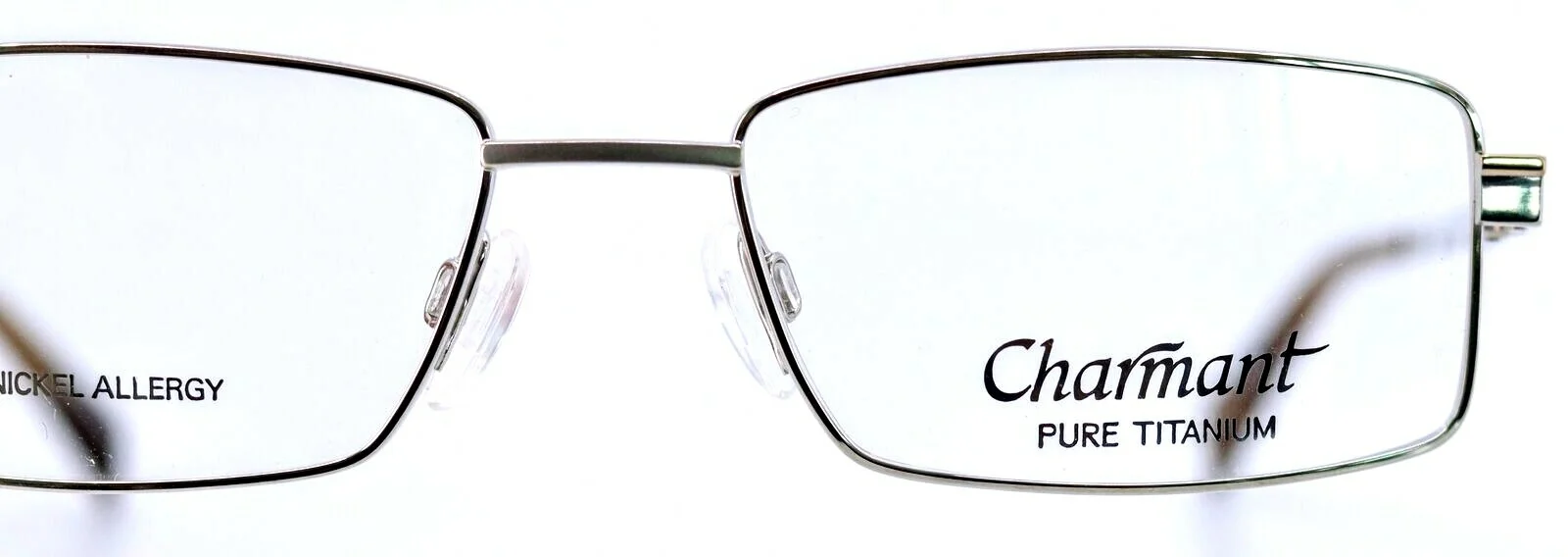 Charmant CH10723 WG Silver Mens Rectangle Pure Titanium Eyeglasses 55-18-140 2