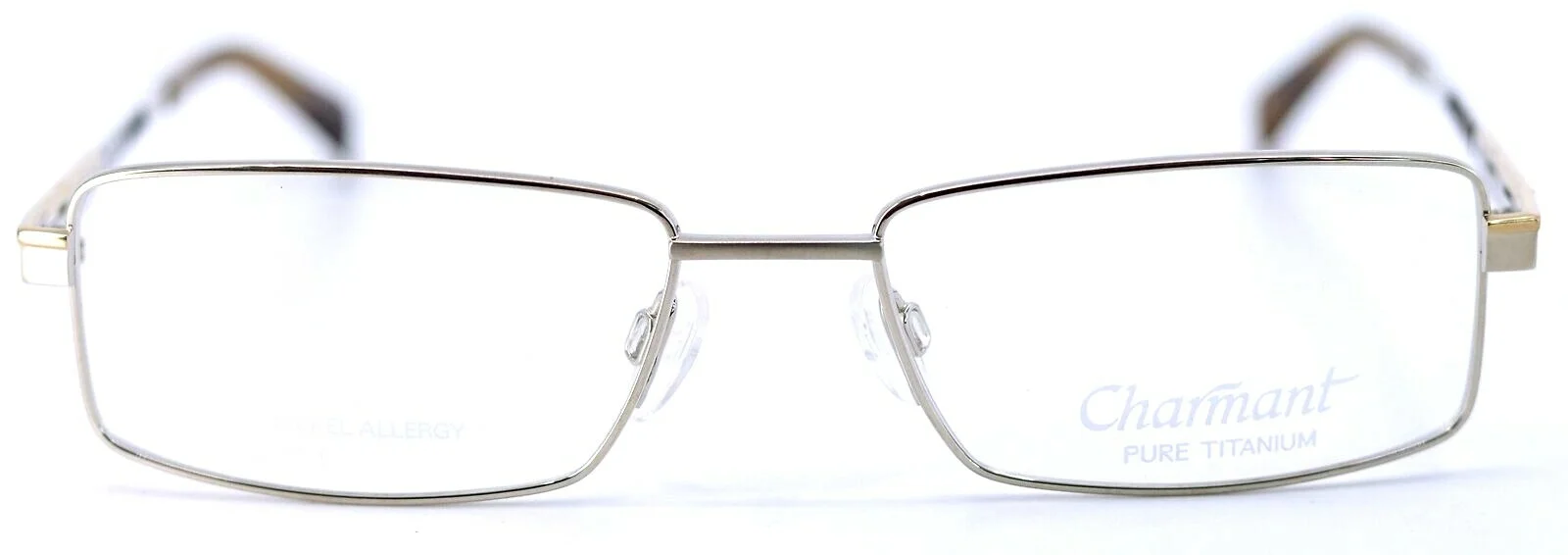 Charmant CH10723 WG Silver Mens Rectangle Pure Titanium Eyeglasses 55-18-140 3