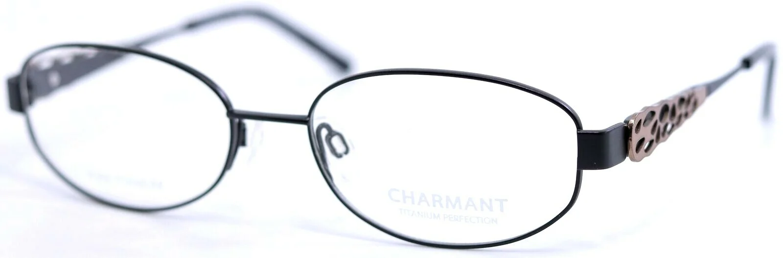 Charmant CH12105 BK Black Oval Womens Titanium Eyeglasses Frames 53-17-135