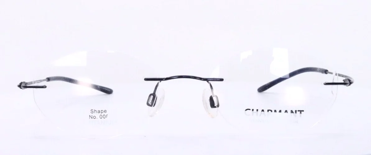 CHARMANT CH8600E 008 BL Blue Womens Oval Rimless Eyeglasses 99-19-140 B:36 2