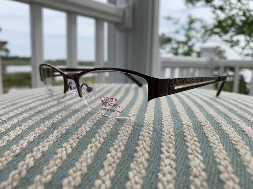 Chelsea Morgan CM1011 Brown Cat Eye Women Semi-Rimless 51-17-135 Eyeglass Frames