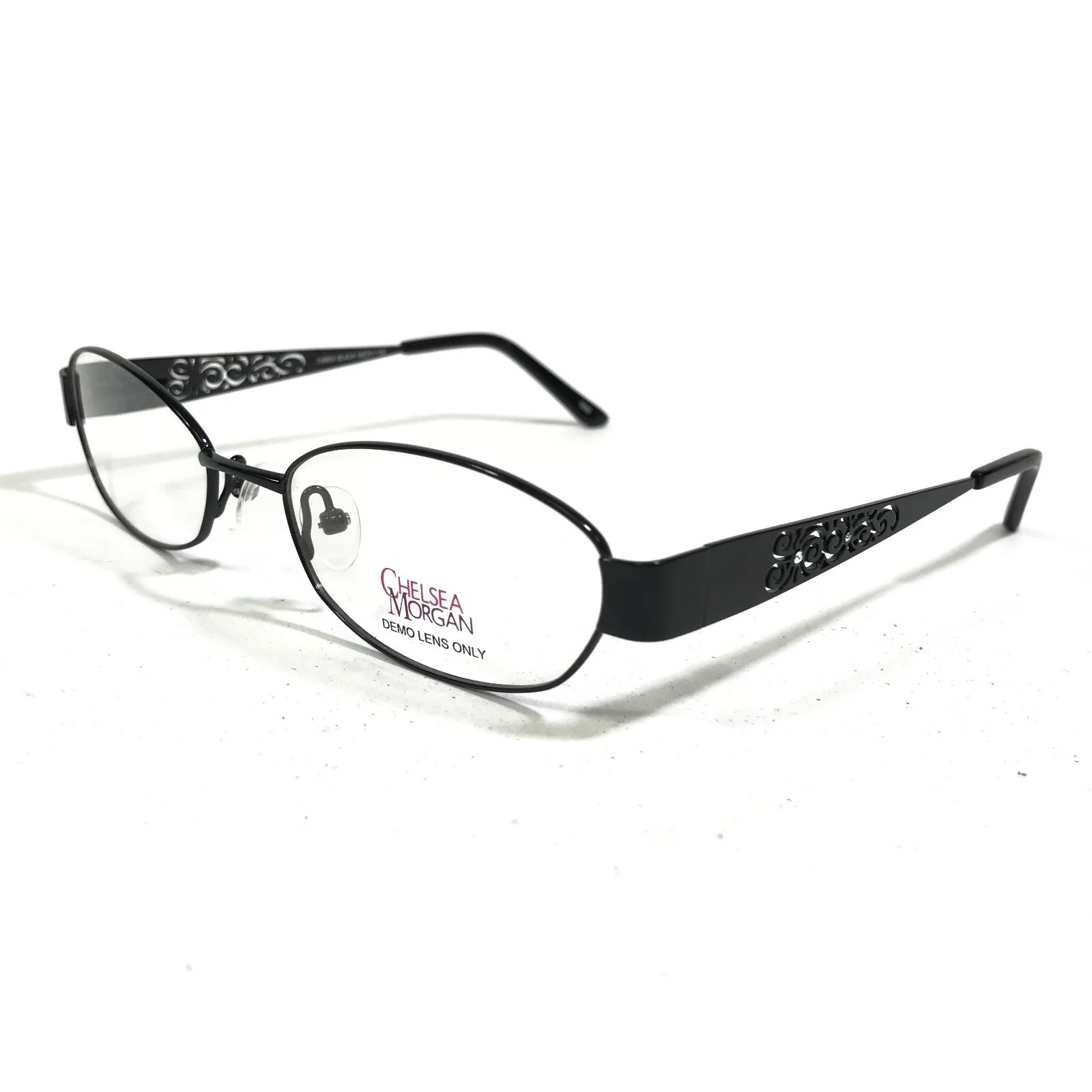 Chelsea Morgan CM803 BLACK Eyeglasses Frames Round Oval Full Rim 52-17-135