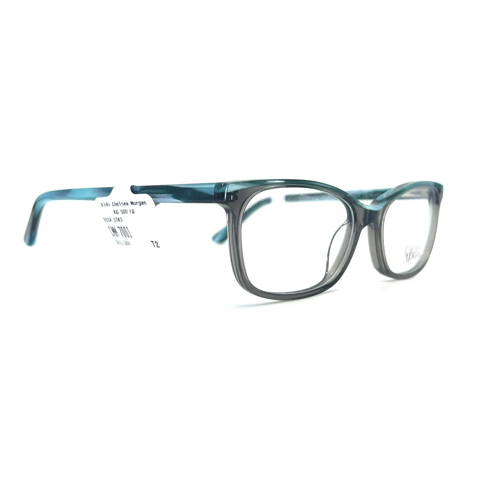 Chelsea Morgan CMM 7001 GR Kids Eyeglasses Frames Grey Blue Cat Eye 49-15 130 2