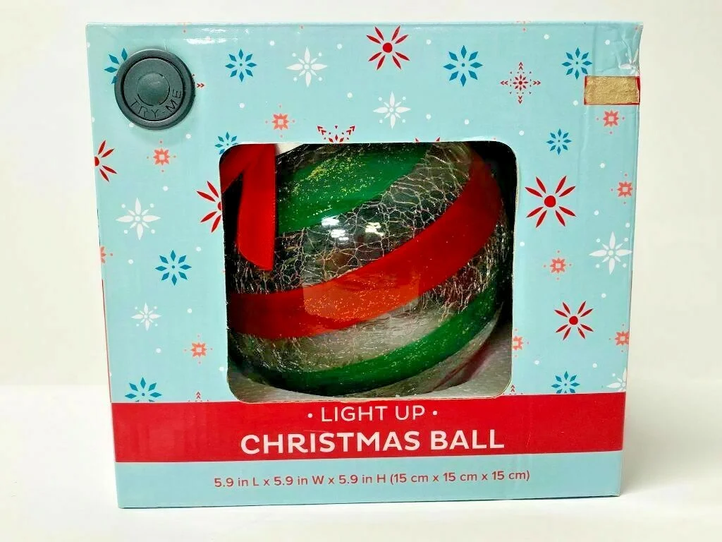 Christmas Clear Crackle Glass Tabletop Centerpiece Light Up Holiday Ball 2