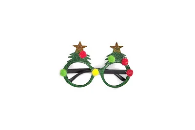 Christmas Glasses.Holidays Green Christmas Tree. Christmas Eye Glasses. 2