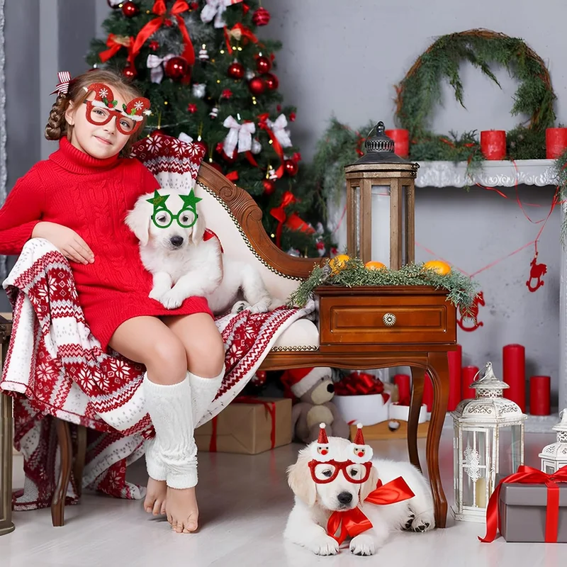 Christmas Glasses for Kids Adults Bulk-Xmas Eyeglasses Frames with Funny Santa 4