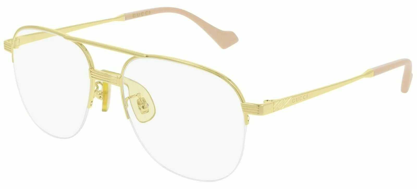 Christmas New Gucci GG0745O 002 54 17 145 Gold Pink Eyeglasses