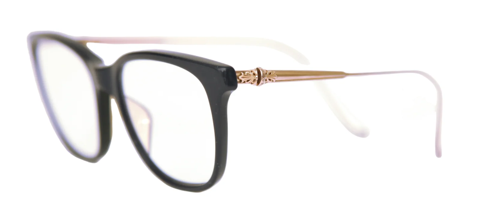 CHROME HEARTS Eyeglass Frames JEJE SPOT Navy Blue Gold Arms Eyewear 2