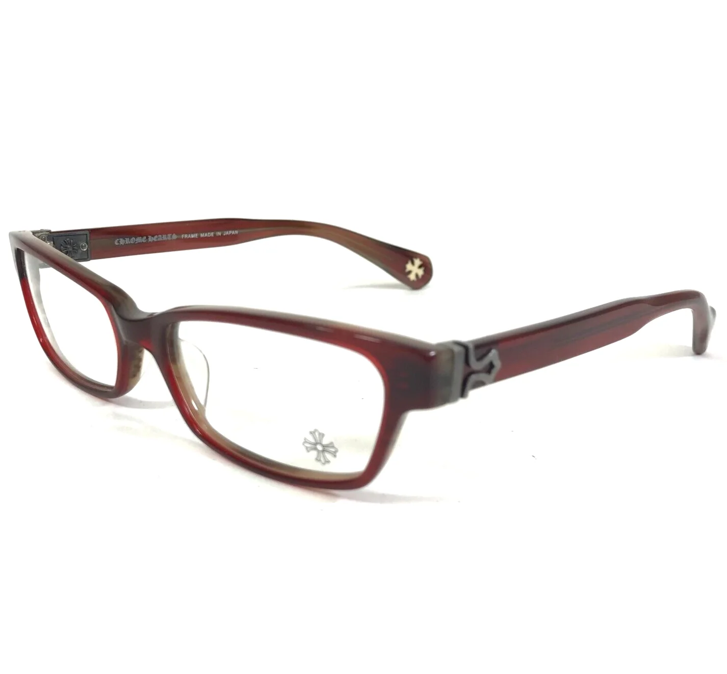 Chrome Hearts Eyeglasses Frames DOLLZ RDM Burgundy Red Sterling Silver 51-16-140