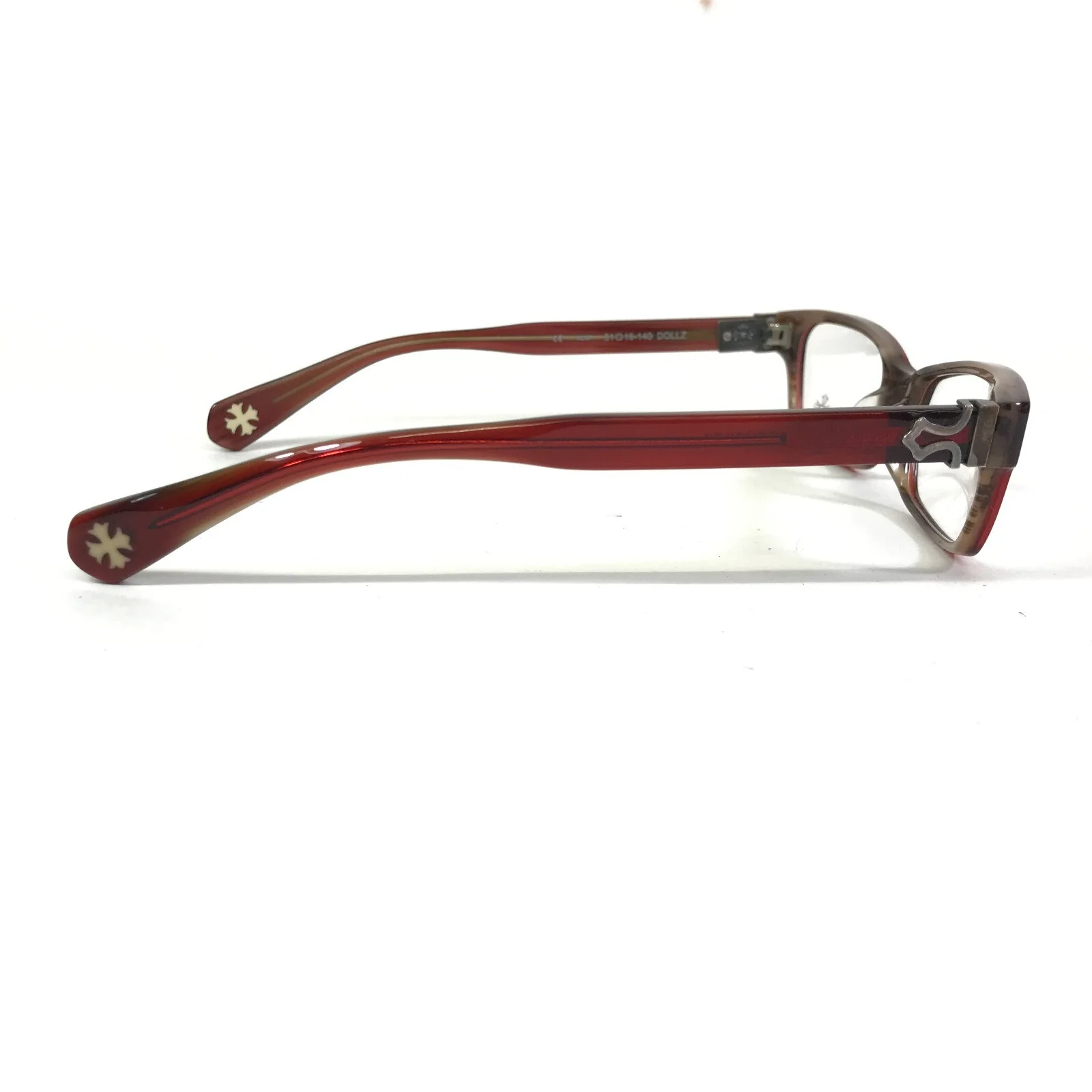 Chrome Hearts Eyeglasses Frames DOLLZ RDM Burgundy Red Sterling Silver 51-16-140 4