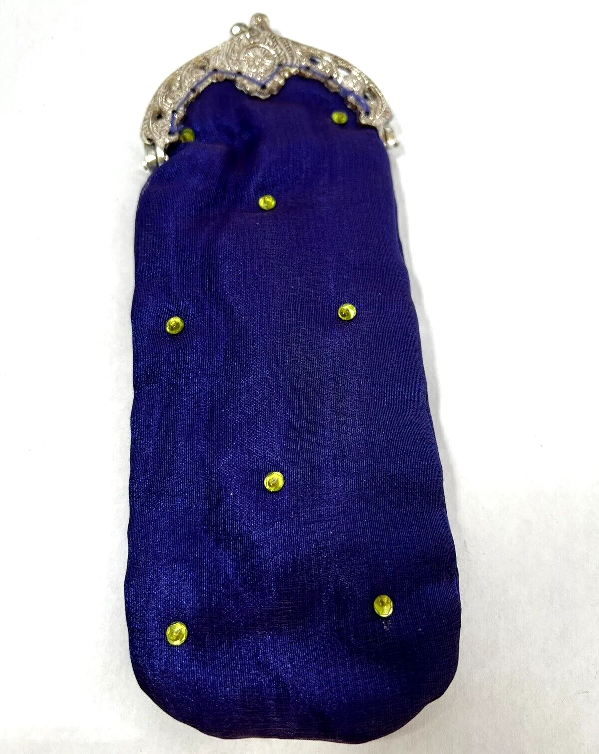 Cigarette or Eye Glass Case Purple Satin w/Green Rhinestones U609 4