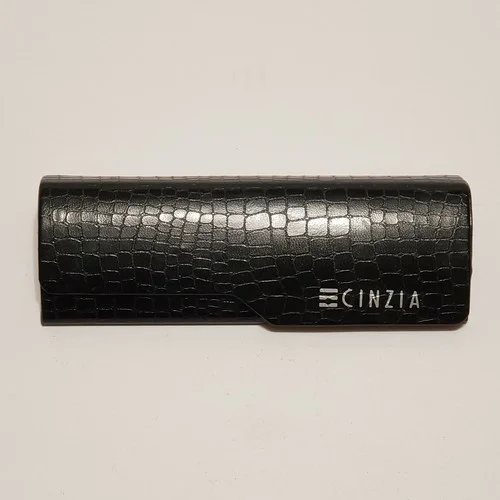 CINZIA Designer Eyeglass Case Hard Shell Black Snakeskin Style Pattern Design 2