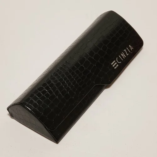 CINZIA Designer Eyeglass Case Hard Shell Black Snakeskin Style Pattern Design 3