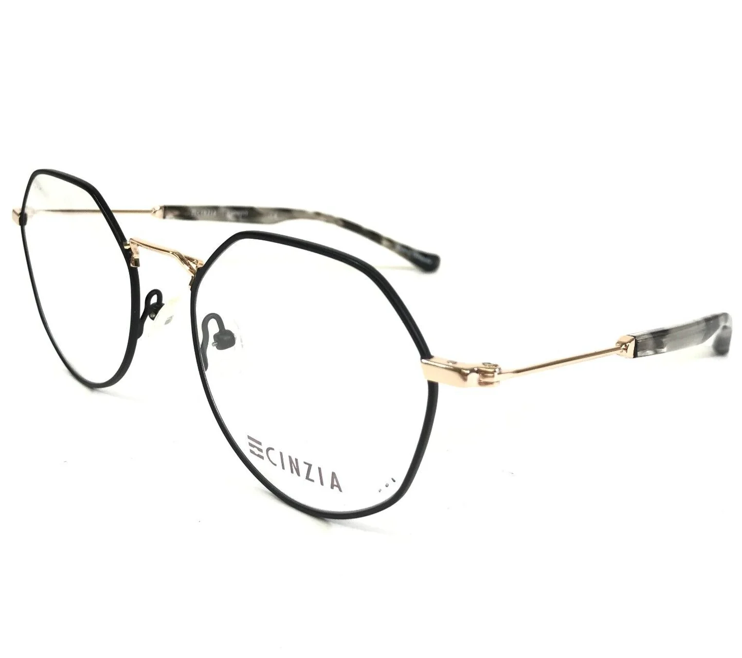 Cinzia Eyeglasses Frames CIN-5132 C3 Black Tortoise Gold Hexagon 53-19-140