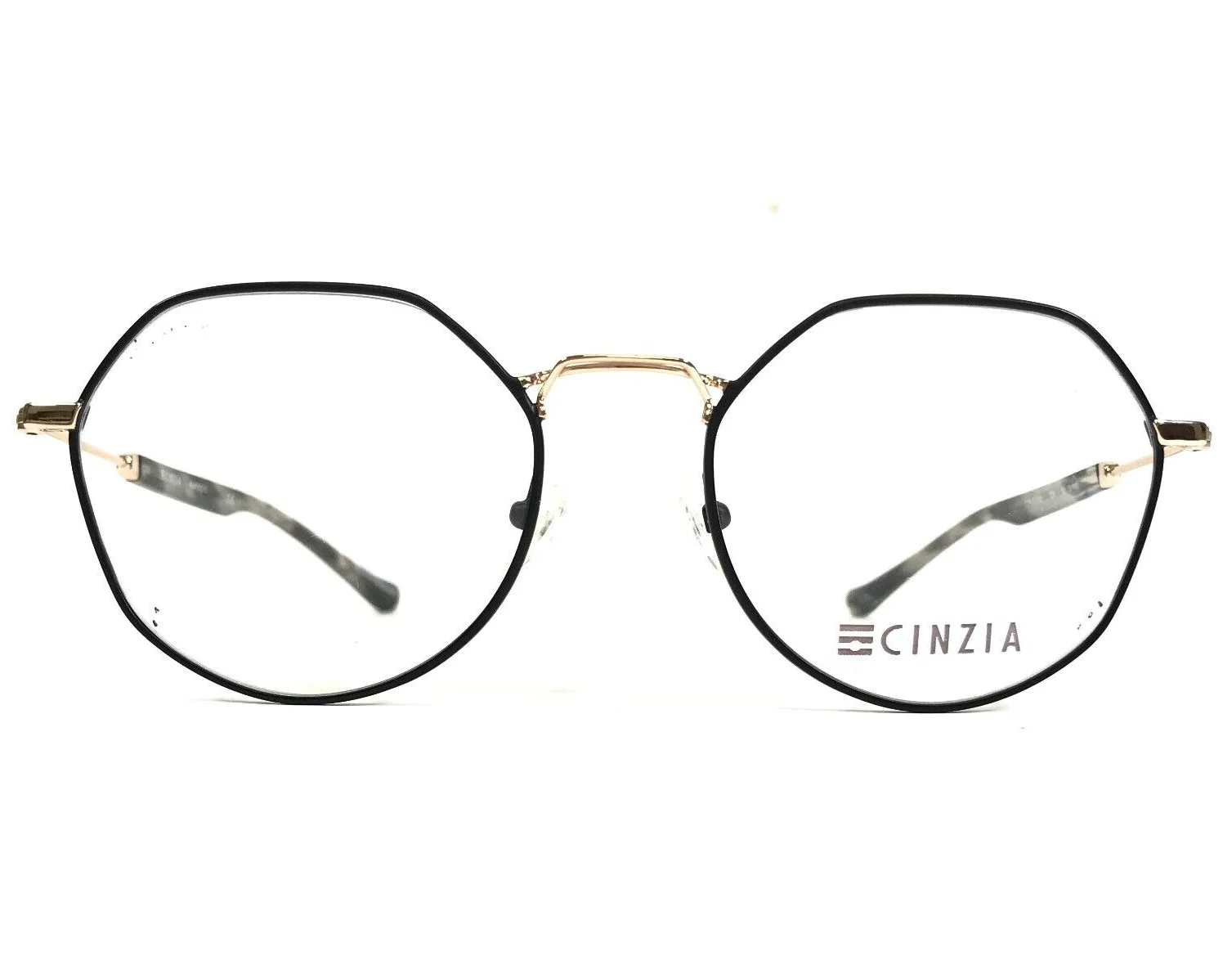 Cinzia Eyeglasses Frames CIN-5132 C3 Black Tortoise Gold Hexagon 53-19-140 2