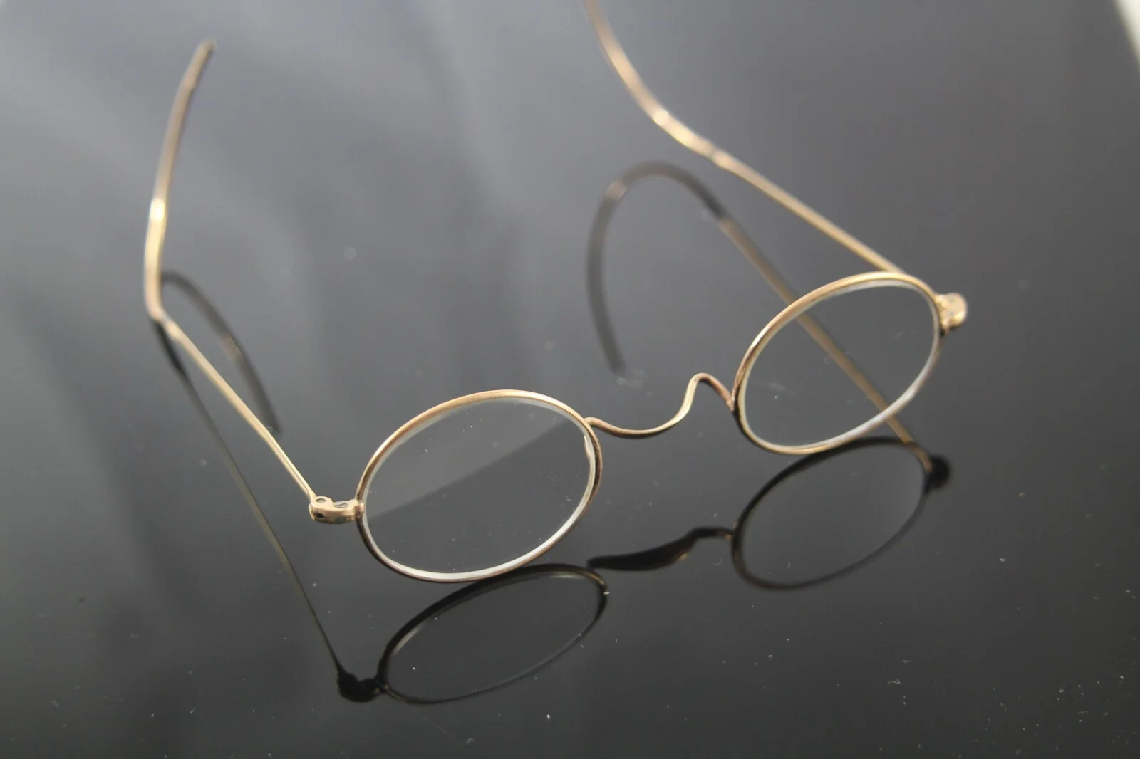 Circa 1930 Reading Glasses Youth Size 10K Gold Filled Frames With Case 2
