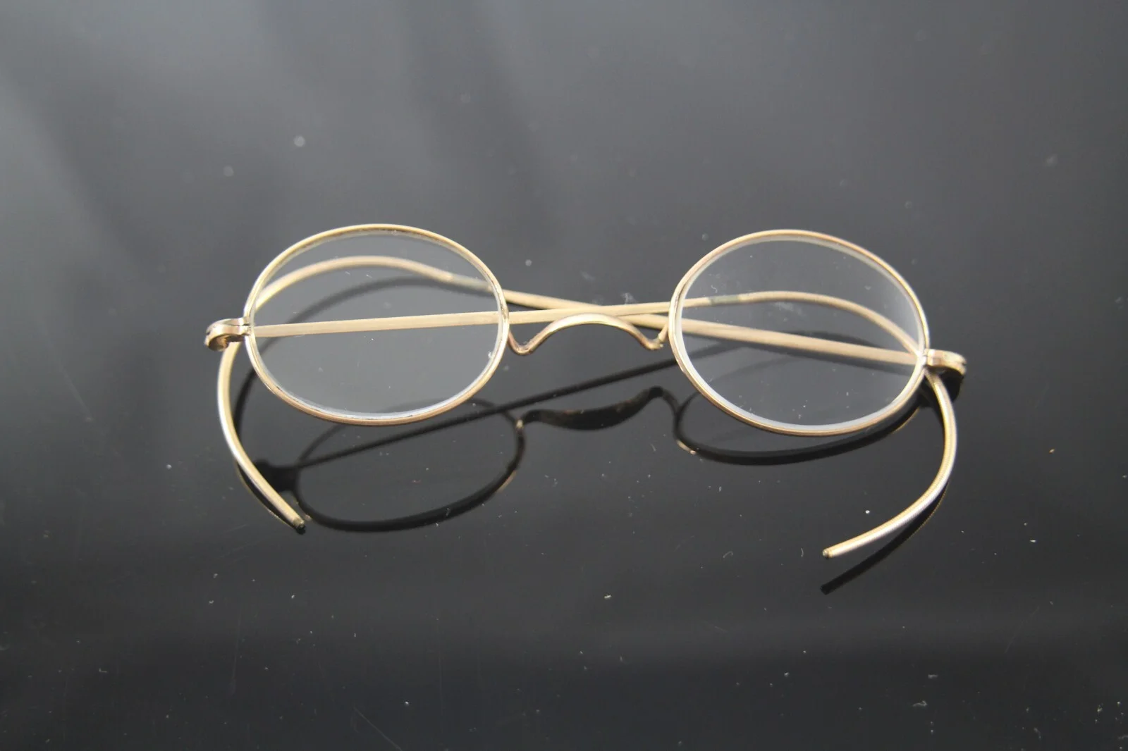 Circa 1930 Reading Glasses Youth Size 10K Gold Filled Frames With Case 4