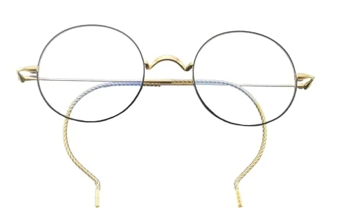 Circleperson Pure Titanium Eyeglasses Vintage round Cable temple Light Weight (Gunmetal, size 45-25 mm, Clear lens)