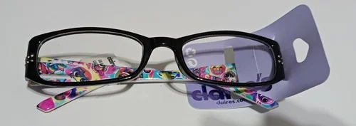 Claires Club Cosemetic Glasses ~Plastic~ Balck Frame with Rainbow emojis