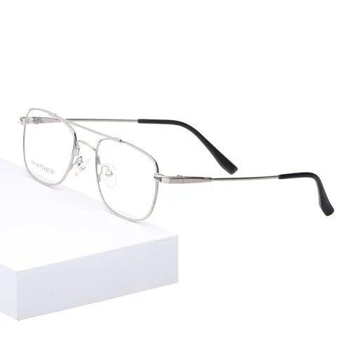 Classic Double Bridge Flexible Titanium Alloy Eyeglasses Optical Frames Gunmetal
