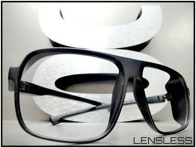 Classic Retro Style Lensless Eye Glasses Matte Black Blinder Frame Only NO Lens 2
