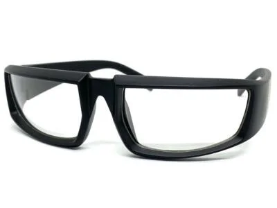 Classic Sporty Modern Wrap Around Biker Style Clear Lens EYE GLASSES Black Frame 2