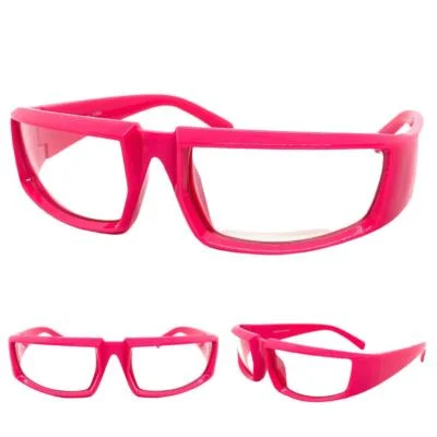 Classic Sporty Modern Wrap Around Style Clear Lens EYE GLASSES Thick White Frame