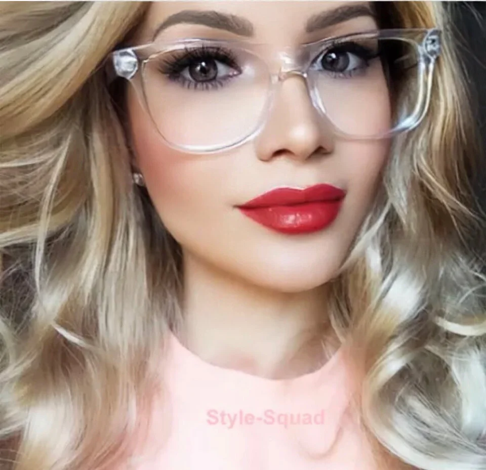 Classic Square Crystal Translucent Frames Clear Lens WaYfe Big Eyeglasses 8068 L
