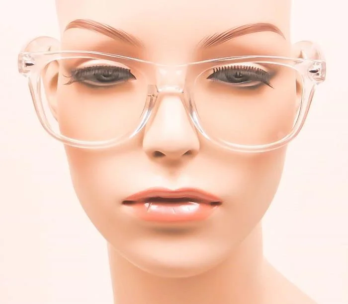 Classic Square Crystal Translucent Frames Clear Lens WaYfe Big Eyeglasses 8068 L 4