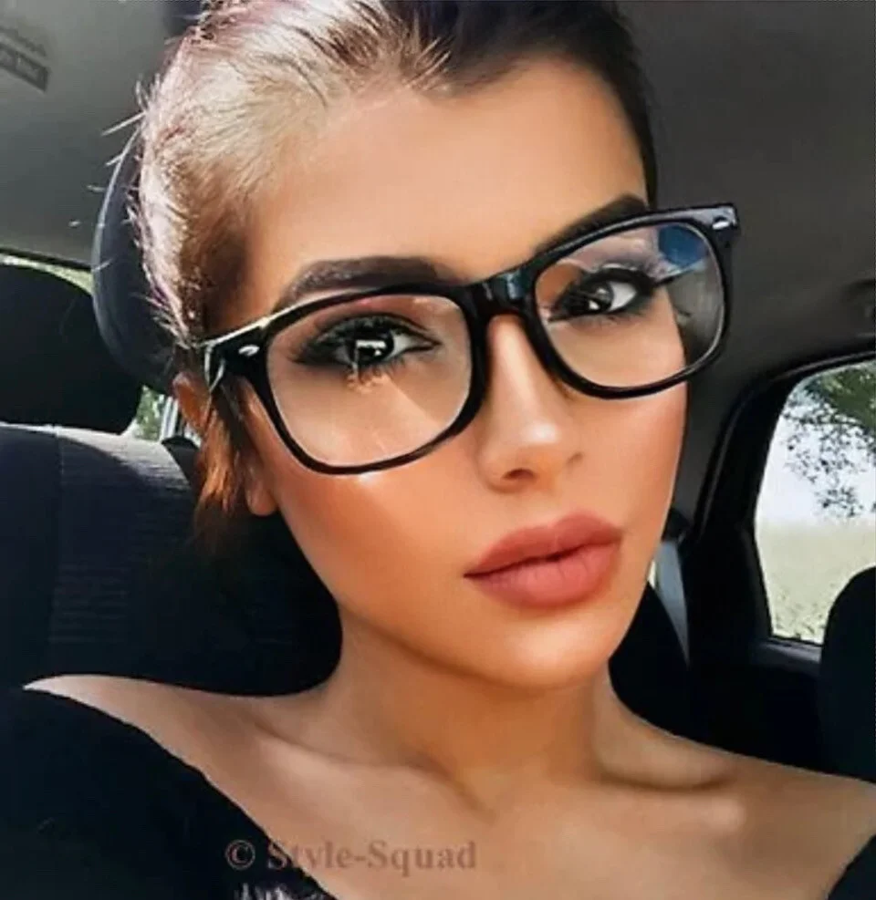 Classic Thin Square Rectangular WaYf Nerd Clear Eyeglasses Women Big Frames 8068