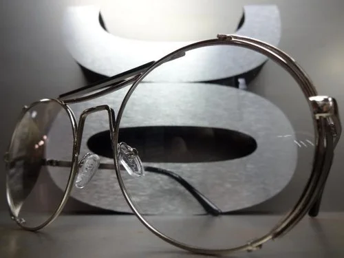 CLASSIC VINTAGE RETRO BLINDER Style Clear Lens EYE GLASSES Round Silver Frame 2