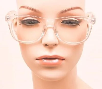 Classic White Crystal Clear Transparent Lens Thin Frame Big Eye Glasses Specs L 3