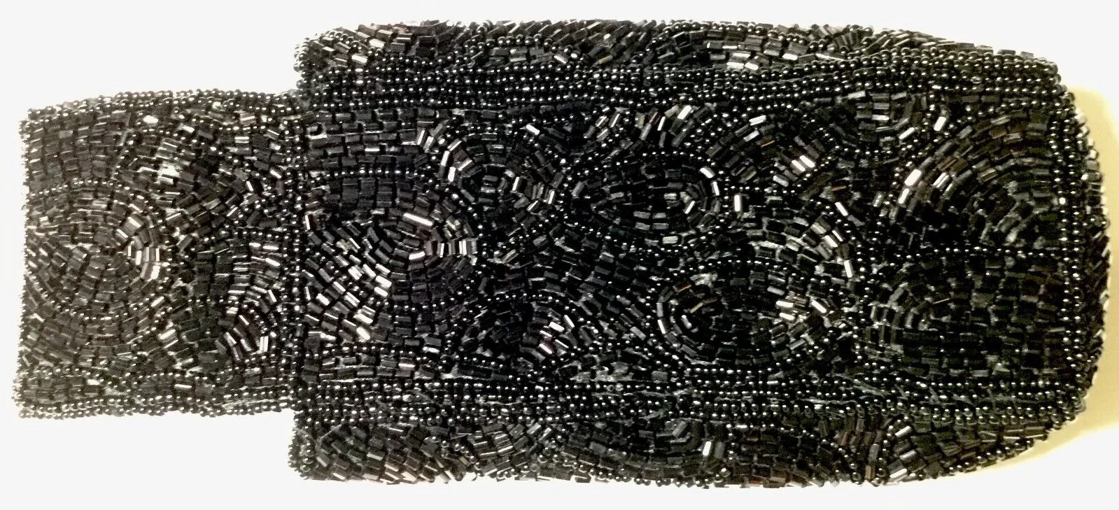 Classy Black Beaded Eyeglass Case Pouch Magnetic Snap Closure EUC 3