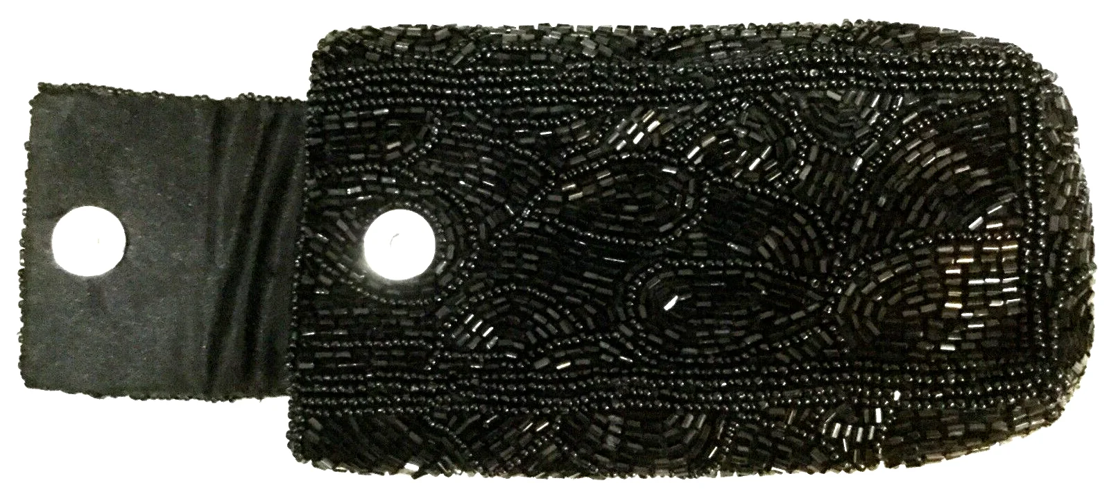 Classy Black Beaded Eyeglass Case Pouch Magnetic Snap Closure EUC 4