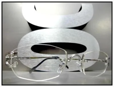 Classy Elegant Sophisticated Style Clear Lens EYE GLASSES Silver Rimless Frame 2