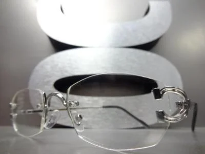 Classy Elegant Sophisticated Style Clear Lens EYE GLASSES Silver Rimless Frame 3