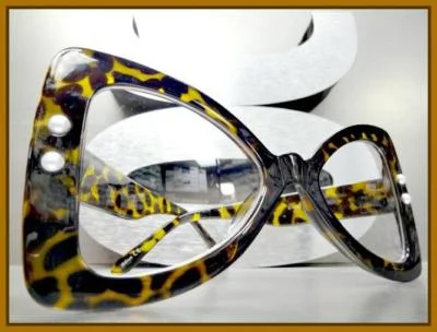 Classy Elegant Unique Retro Style Bow Shaped Clear Lens EYE GLASSES with Pearls 2