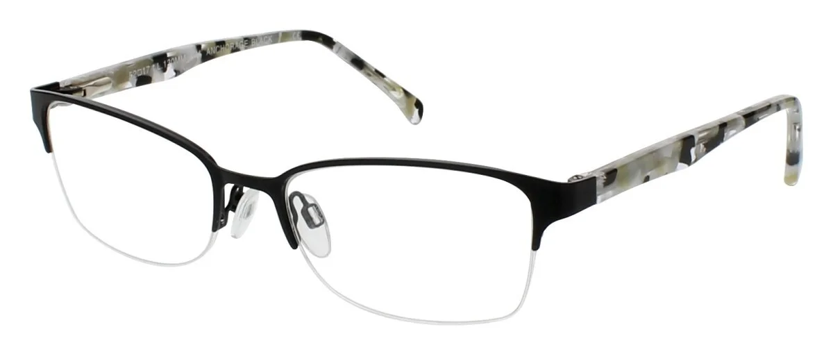 ClearVision CV Anchorage Black Semi Rimless Optical Eyeglasses Frame 54-17-135