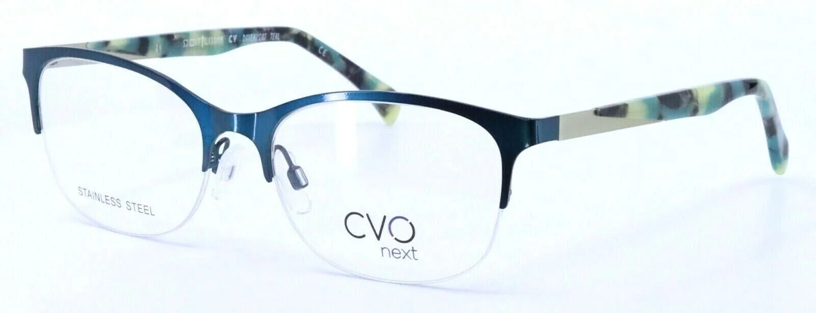 CLEARVISION CVO NEXT DAVENPORT Teal Cat Eye Womens Half Rim Eyeglasses 52-17-130 1