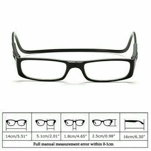 Click Adjustable Magnetic Front Connect Reading Eye Glasses Full Rim +1.50 2